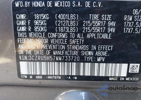 2021 Honda Hr-V 2Wd Ex from USA, damaged, VIN 3CZRU5H57MM733720